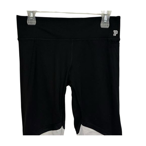 PINK Victoria's Secret Ultimate 7/8 Leggings Black White Mesh Striped Size M - Picture 3 of 10